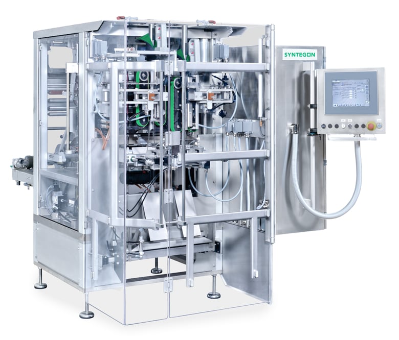 SVE 1820 MR duplex vertical form fill seal machine for high-output small bag production.