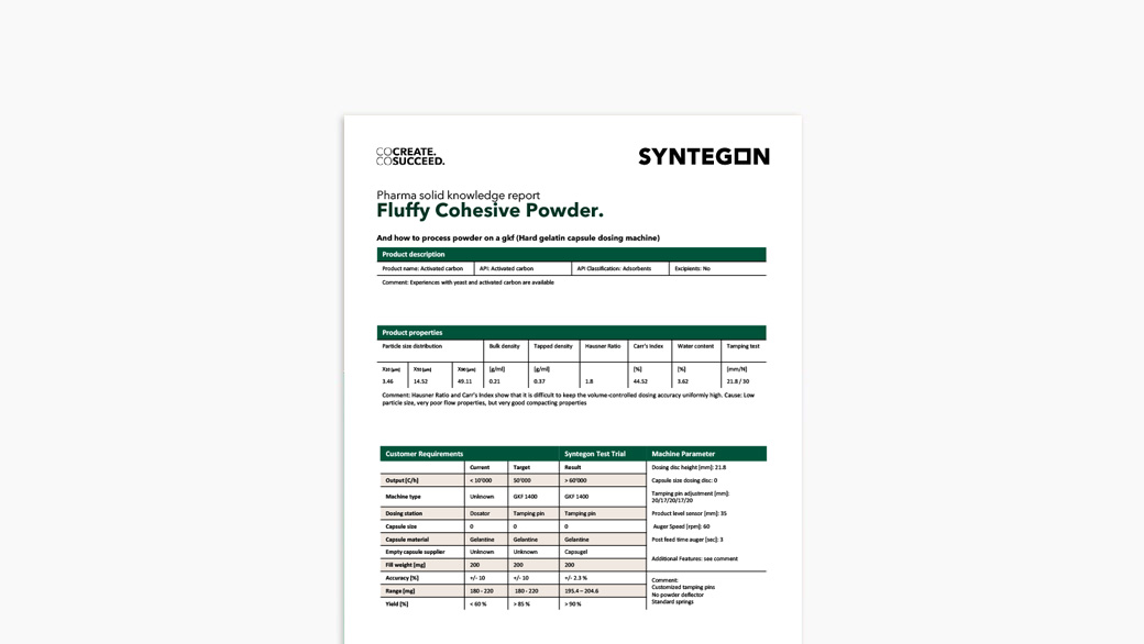 Knowledge Report Fluffy Cohesive Powder