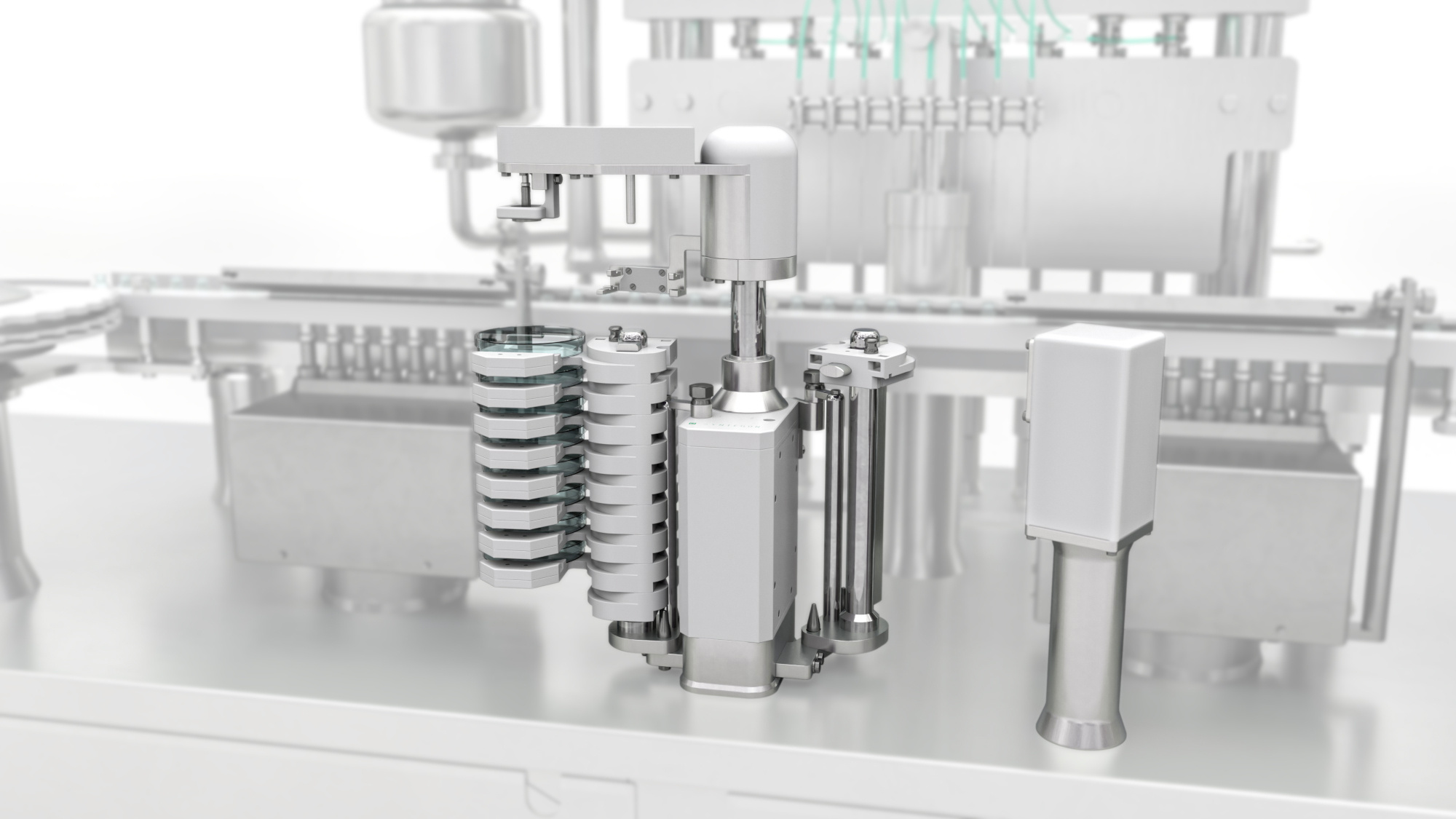 The new patented Settle Plate Changer SPC from Syntegon automates viable monitoring and reduces production interruptions and human intervention in the process zone to a minimum.