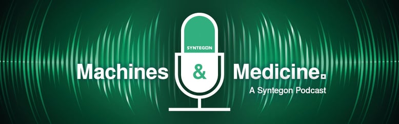 Logo of the new podcast “Machines & Medicine” from Syntegon