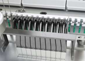 Close-up of RTU syringe filling equipment, ensuring precise handling and protection of high-value medicines during the fill-finish process