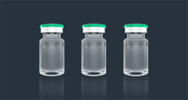 Single RTU vial for pharmaceutical filling solutions, part of Syntegon's packaging type selection process for customized production needs.