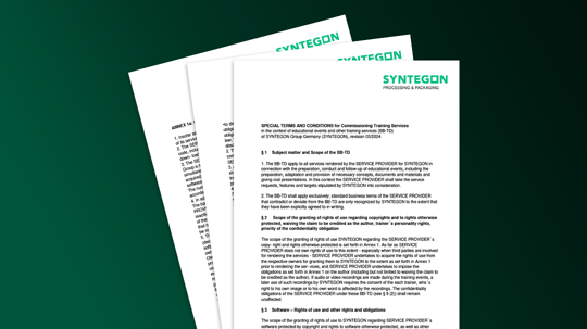 Special Terms and Conditions for Commissioning Training Services in the Context of Educational Events and other Training Services (BB-TD) of Syntegon Group Germany