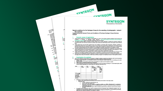 Special conditions for the Syntegon Group for the Awarding of Photographic / Artwork / Film Contracts