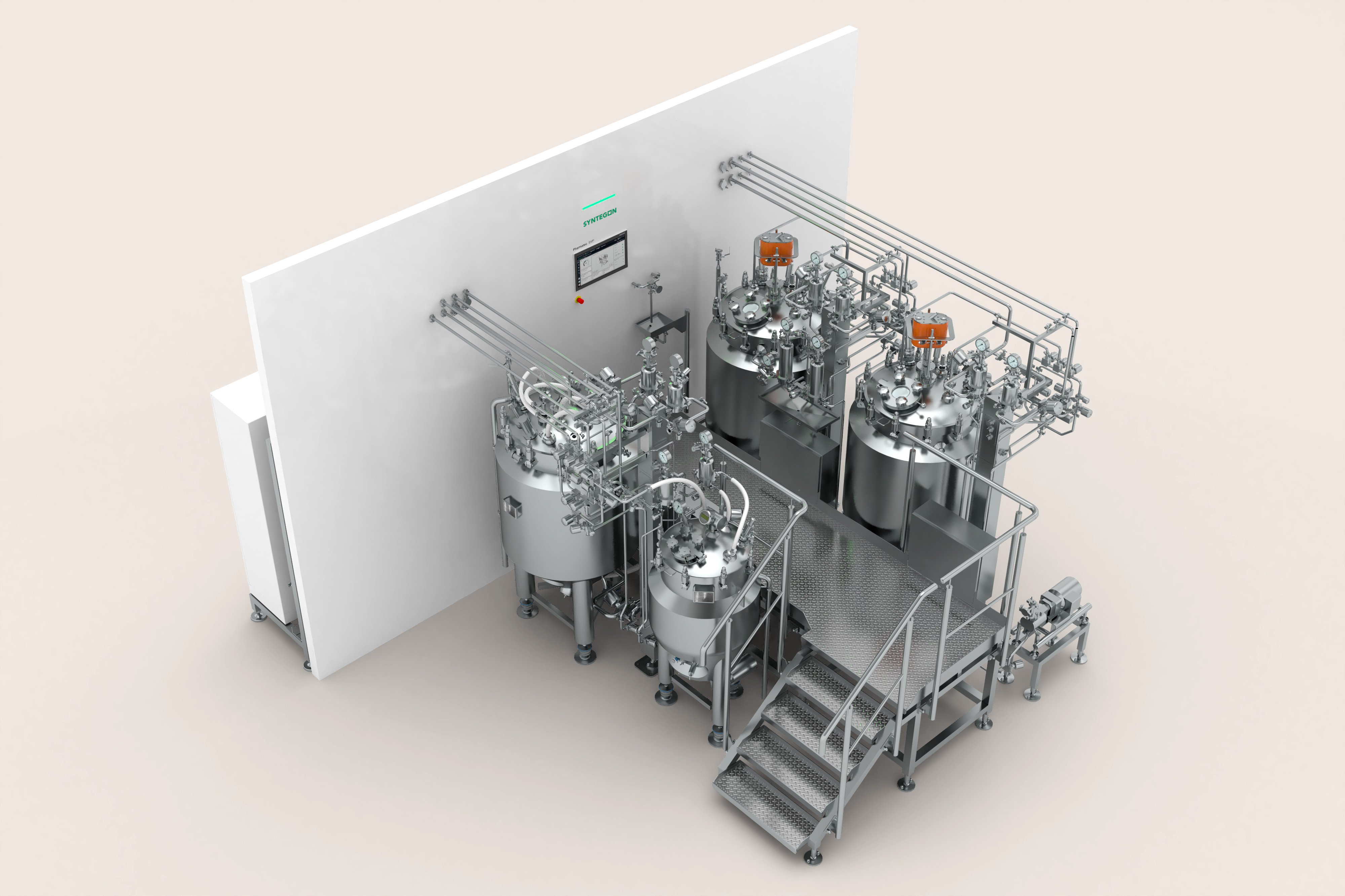 Syntegon SVP pharmaceutical formulation skid for small volume parenterals with integrated cleanroom wall